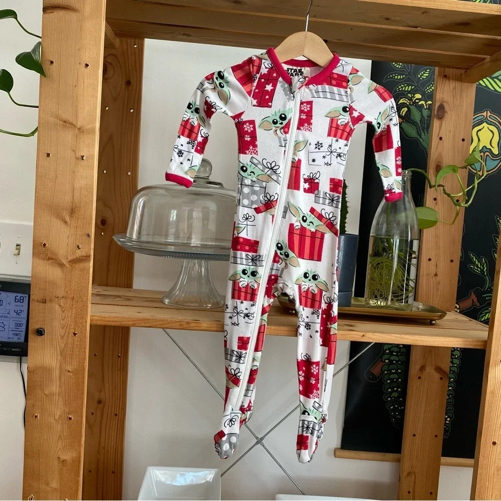 Star Wars Slumber Munki Munki Baby Yoda Christmas Bamboo Footie Pajamas 6-9m